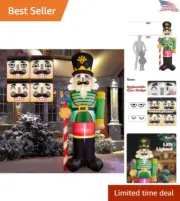 Giant Christmas Inflatable Nutcracker Soldier - 8ft, Lighted Yard Decoration