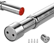 Sinzau 28-46.5 inches Extendable Wardrobe Rod, Stainless Steel Wardrobe Rail Tube with End Sockets