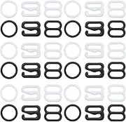 ECSiNG 120PCS Swimsuit Bra Hooks Lingerie Strap Slides And Rings 8mm Bra Strap Slide Hook Clasp Bra Adjuster Bra Strap Rings for Bra Slips Garter Corsets
