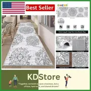 Boho Distressed Area Rug Runner 2.8ft x 8ft - Stylish Washable Floor Mat