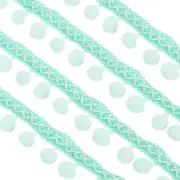 Embroidered Trim Ribbon, 20 Yards Pompoms Trim Fringe for Crafts, Light Green