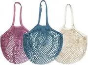 3 Pack Reusable Produce Bags Cotton Mesh Grocery Bags， Ecology Reusable Cotton Mesh Grocery Bags Cotton String Bags Net Shopping Bags Mesh Bags