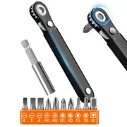 12 in 1 Ratcheting Pocket Screwdriver Gifts for Men 90 Degree Right Angle Screwdriver
