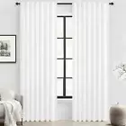 White Sheer Curtains 90 Inches Long Light Filtering Privacy Pleated Drapes wi...