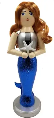 SANTA'S WORKSHOP 14" WOODEN MERMAID NUTCRACKER CHRISTMAS TABLETOP DECOR 70188