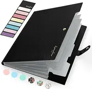 Sooez Expanding File Folder, Letter Size Accordion File Organizer, 5 Pocket Folders for Documents, Portable Filling Products for School Office Supplies, Black