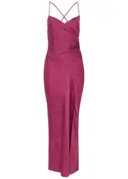 Paige Laci Floral-jacquard Silk-satin Maxi Slip Dress - Burgundy - S (UK8-10 / S) S (UK8-10 / S)