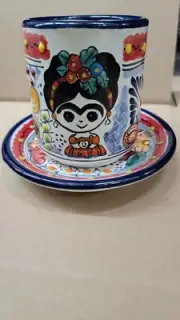 Talavera De Puebla Plato Y Taza Set Frida hand made/Hecho A mano Free Shipping
