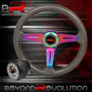 6 Bolt Steering Wheel Gunmetal Neo Chrome + Hub Adapter For 1990-1996 300Zx (for: Nissan)