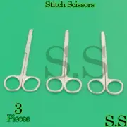 3 Pcs Littauer Spencer Stitch Scissors 4.5" Blunt Surgical Suture Veterinary Set