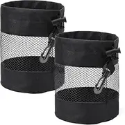 Linyongc 2Pcs Black Nylon Mesh Drawstring Golf Ball Bags, 6.4in x 5.6in