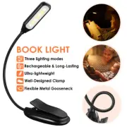 Clip On Book Reading LED Light USB Rechargeable 3 Brightness Bed Lamp for Kids