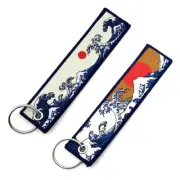 Canvas Embroidery Keychains Pendant Car Keyring Backpack Bag Charm Key Holder
