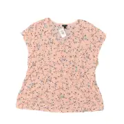 NEW Torrid Women's Plus Size 1 Blouse Top Short Sleeve Pink Floral Rayon V-Neck