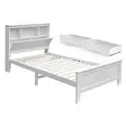 Artiss Bed Frame King Single Size Wooden Mattress Base with 3 Shelves Headboard