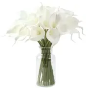 24 PCS White Fake Flowers Artificial Calla Lily Silk Flowers Real Pure White