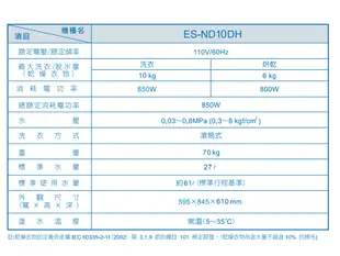 【SAMPO聲寶】10公斤抑菌蒸能洗變頻滾筒洗衣機ES-ND10DH~含基本安裝 (8折)