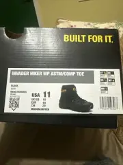 Men’s Shoes Caterpillar Invader Hiker WP Black NM Composite Toe SR Size 11 M