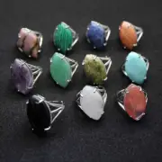 Crystal Quartz Stone Chakra Finger Ring Open Adjustable Healing Reiki Gift 1PC