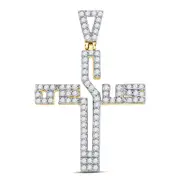 10kt Yellow Gold Round Diamond Jesus Cross Charm Pendant 3/4 Cttw