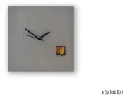 Cuckoo Clock Silver Bird. Concrete and Wood - Square Wall Clock