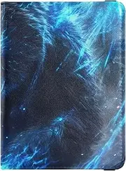 [Amooorous] Blue Cool Flame Bear Leather decorative Passport and Vaccine Card Wallet Combo Vaccine Card Holder Cover Combo Wallet Passport Holder Waterproof, Blue cool flame Bear, 1 size
