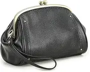 [CONTACTS] Kiss Lock Clutch Bag Womens Genuine Leather Evening Bag Kiss Clasp Wrist Vitange Handbag
