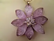 Anthropologie Necklace Lucite Pendant Statement Rose Gold Chain Swarovski NWT