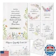 24Pack Religious Sympathy Cards with Envelopes and Stickers, 6 Design Assortm