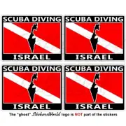 ISRAEL SCUBA DIVING Flag-Israeli Map Shape Rectangular Stickers, Decals 50mm x4
