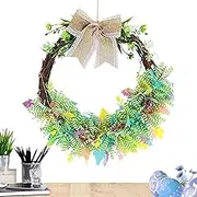 Easter Bows Wreath, Easter Egg Bow for Front Door, Cartoon Spring Bows Wreath Ornament for Home, Garden, Cafe, Hotel