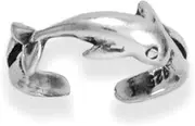 [JewelryWeb] 925 Sterling Silver Oxidized Dolphin toe ring Adjustable Tapers From 2.3 4.6mm Wide-toe ring for Women