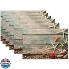 Beach Seashell Starfish Placemats Set of 6,Blue Wooden Heat Resistant Table M