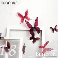在飛比找momo購物網優惠-【iINDOORS 英倫家居】立體3D夢幻蝴蝶(紅色18入)
