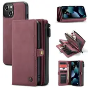 For iPhone 13 mini Case, Wallet PU Leather Detachable Flip Cover, Red