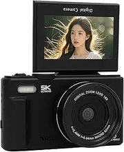YUEHISY Digital Camera, 5K 75MP UHD Autofocus WiFi Camera with 18X Zoom, 3 Inch Flip Screen, Flash, Compact for Travel Vlog, 64GB Card (64GB)