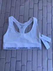 NWT Calvin Klein Modern Cotton Racerback Bralette S F3785 White $30