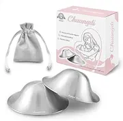 Chuangdi silverettes Nursing Cups - 999 Silver, Nickel Free，Handmade Healing for Breastfeeding, Soothes Sore and Cracked Nipples, silverettes Baby Birth Gift (Medium)