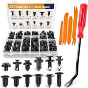LOVJOYSE 240PCS Bumper Retainer Clips Car Plastic Rivets Fasteners Push Retainer Kit Most Popular Sizes Auto Push Pin Rivets Set -Door Trim Panel Fender Clips for GM Ford Toyota Honda