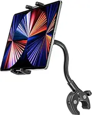 EXSHOW Spin Bike Tablet Mount Holder, Metal Gooseneck Treadmill Tablet Mount, Ultra Sturdy Stationary Elliptical Handlebar Clamp for iPad Pro 13 12.9 Mini Air, Galaxy Tab, Z Fold, iPhone,4-13" Devices