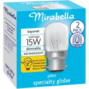 Mirabella Pilot Bayonet Cap 15W Clear Light Globe 2 pack