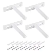 4Pcs 3 Inch Wall Mounting Floating Shelf Bracket Blind Shelf Support, White