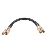 2Pcs Universal 30cm/1ft RCA Male to RCA Male Audio Patch Cables for Speakers