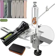 CWOVRS Knife Sharpening System with Precision Angle Control 15-30°, Portable Knife Sharpening Kit with Base for Indoor and Outdoor Use with Diamond Stone & Natural Stone Kit for Kitchen, Camping
