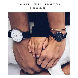 Daniel Wellington 錶帶 Petite Cornwall 寂靜黑織紋錶帶-三色任選(DW00200195)/ 香檳金框/ 12mm