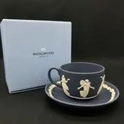 Wedgwood Jasperware Jasper Dancing Hours Cup & Saucer Portland Blue with Box