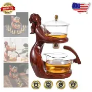 Luxurious Glass Kungfu Tea Set: Red Teapot with 6 Cups for Elegant Tea Time