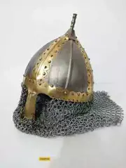 Nautical 18GA Steel Medieval Norman Viking Knight Helmet With Chainmail Gift