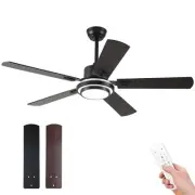 52 Inch Ceiling Fans with Lights and Remote Control Outdoor Modern Black Ceil...