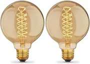 Ktjes Edison Light Bulb E27 40W Dimmable Filament, Vintage Retro ES Screw Old Fashioned Globe Decorative Incandescent, Pack of 2